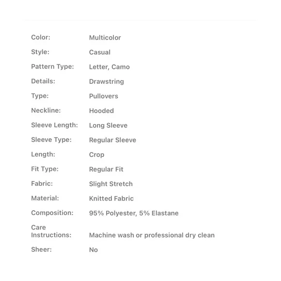 Women’s LA Camo Print Cropped Hoodie NWT Size Large - Picture 7 of 10